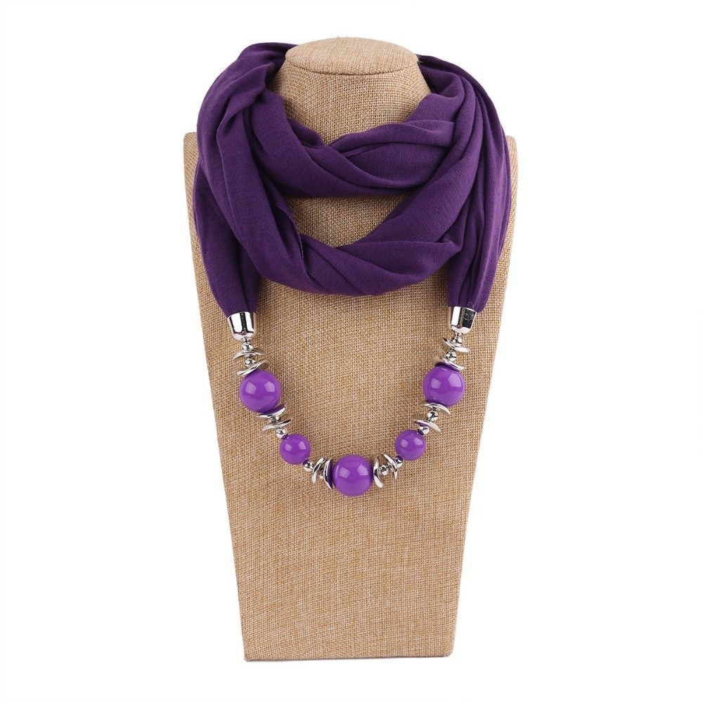 Infinity Scarf Knit - ファッションシフォンスカーフ、無地、ビーズ付きペンダント、ヴィンテージスタイル、エスニックスタイル、インフィニティスカーフ、レディースファッションアクセサリー。