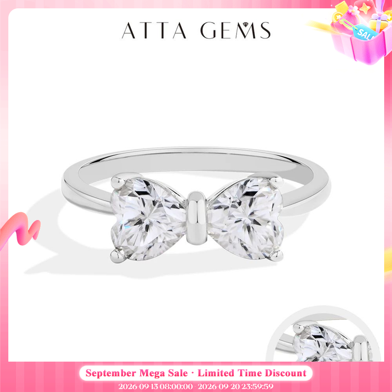 Tie Clip Silver - ATTAGEMS 925スターリングシルバー ボウノット モアサナイトリング 女性用 2個セット