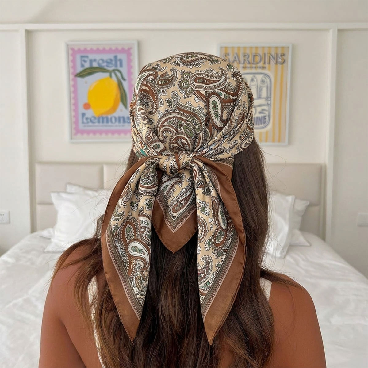 Scarf Silk Square - 新デザインファッションスクエアシルクスカーフ女性ヘアバンドプリント小さなサテンショールスカーフネッカチーフ女性ヘッドバンドバンダナ