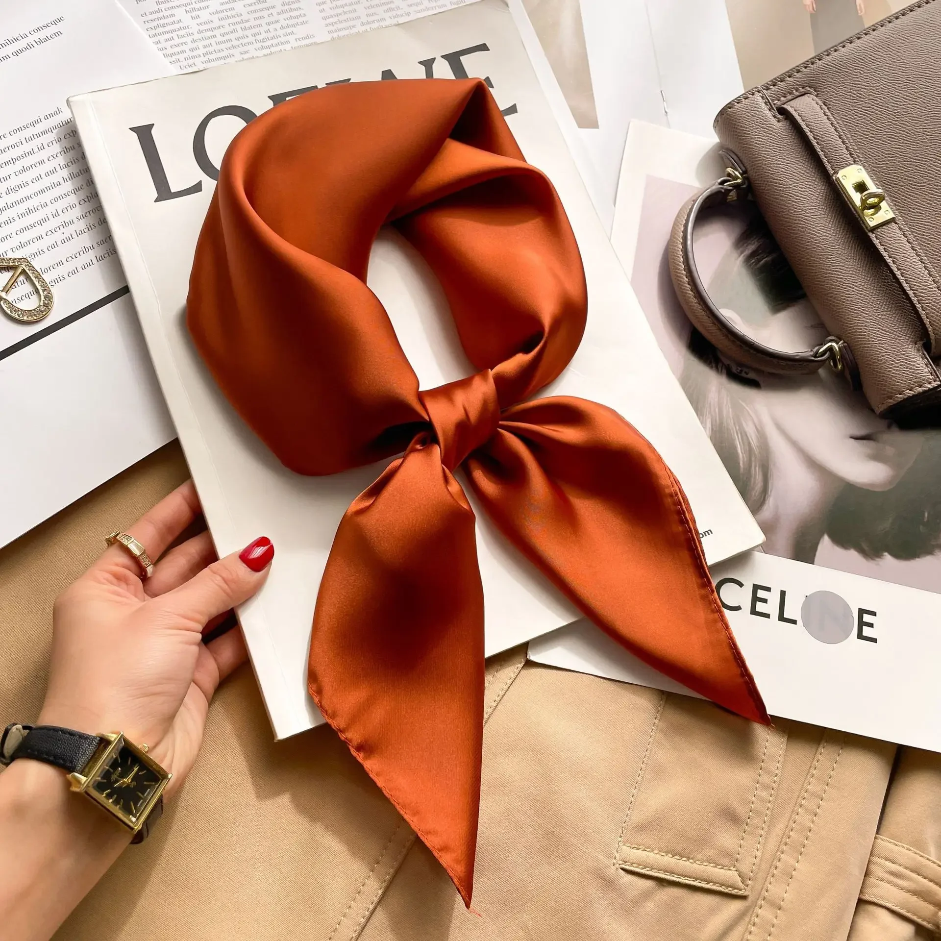 70 センチメートルソリッドカラーネッカチーフヒジャブスカー - Scarf Silk Square のレビューと価格