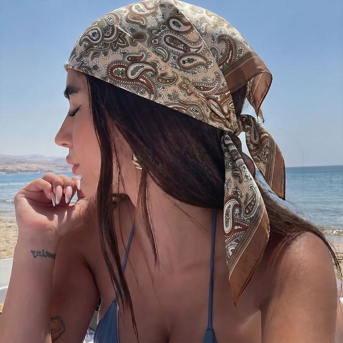 新デザインファッションスクエアシルクスカーフ女性ヘアバンドプ - Scarf Silk Square のレビューと価格